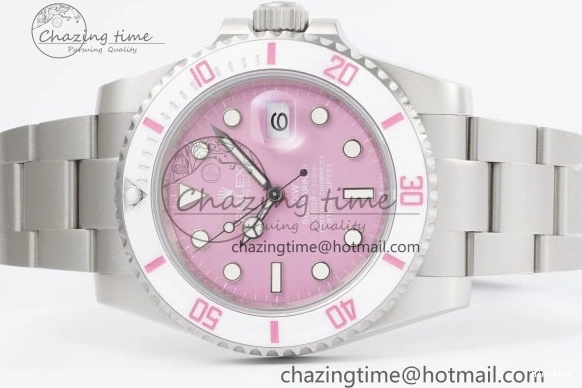 MiroTime 0104 Submariner Sandblasted DIWF Best Edition White Bezel Pink Dial Dial on SS Bracelet VR TravelReady 2066
